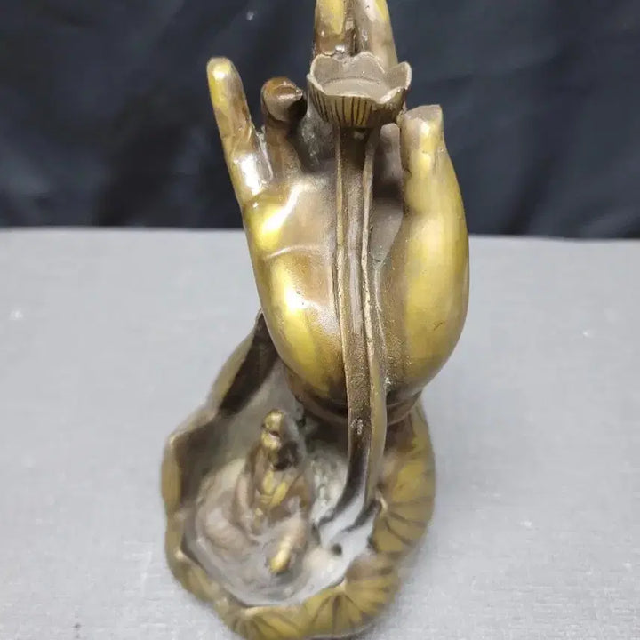 [BUNJANG] Brass Incense Burner with Buddha and Lotus Design / 황동 불수 역류형 향로