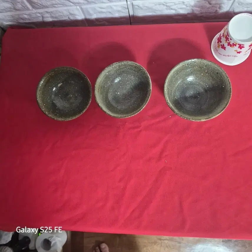 [BUNJANG] Buncheong Ware Tea Bowl Set (3 pieces) / 분청자 찻종 3개