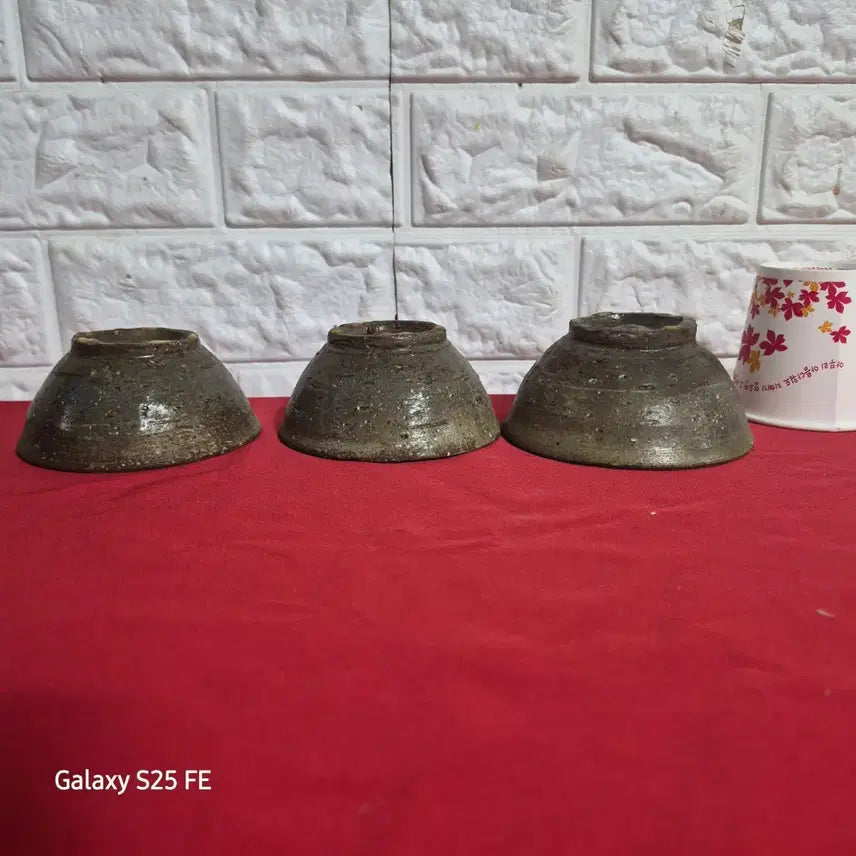 [BUNJANG] Buncheong Ware Tea Bowl Set (3 pieces) / 분청자 찻종 3개