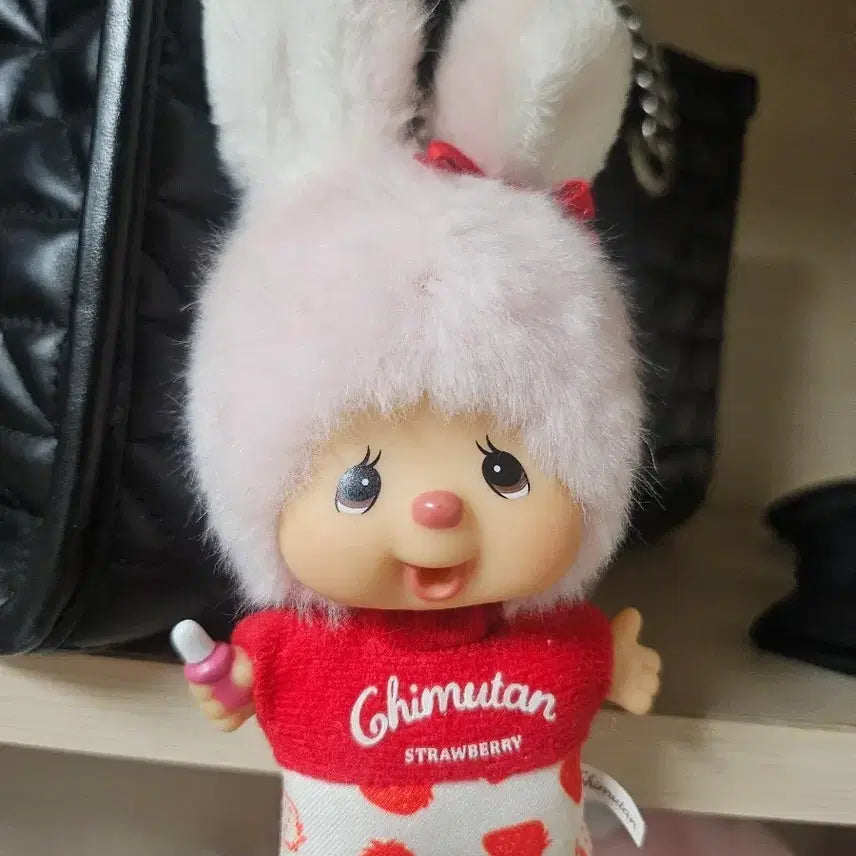 [BUNJANG] Hong Kong Chimutan Monchhichi Strawberry Plush / 홍콩 치무탄 몬치치 딸기