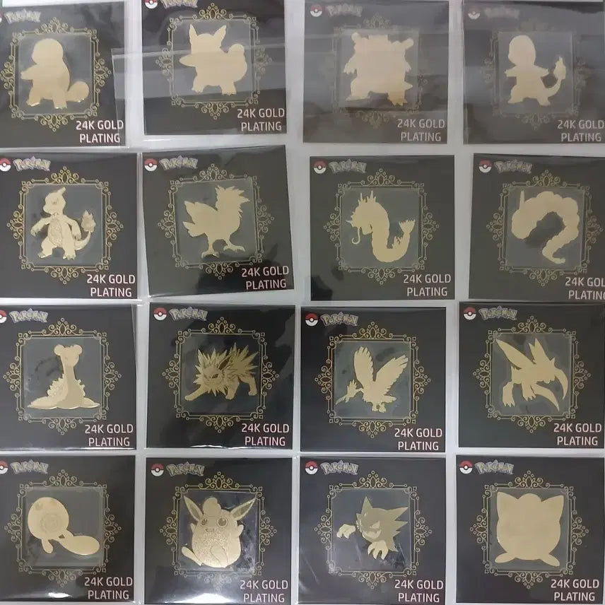 [BUNJANG] Pokemon 24K Gold Foil Stickers Bundle Set / 포켓몬 24k 금박 골드 띠부씰 스티커 16개 일괄