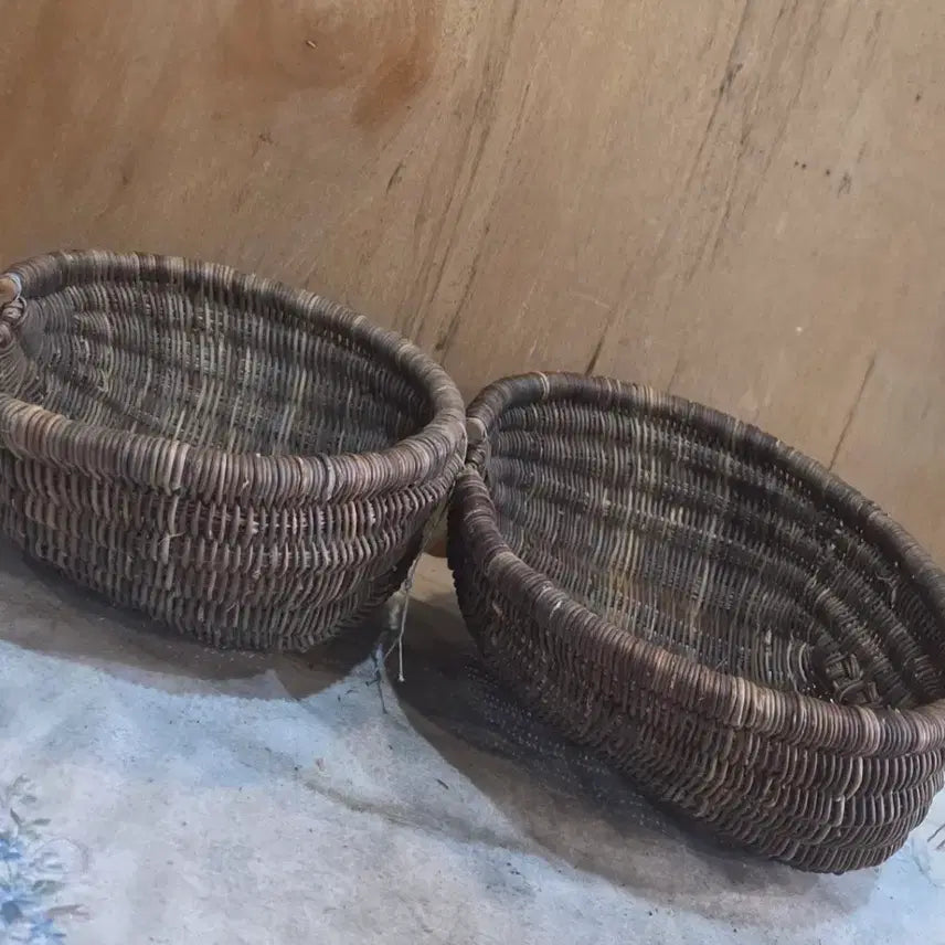 [BUNJANG] Korean Traditional Small Dog Basket (Set of 2) / 민속품/ 소형 댕댕이 소쿠리 2점