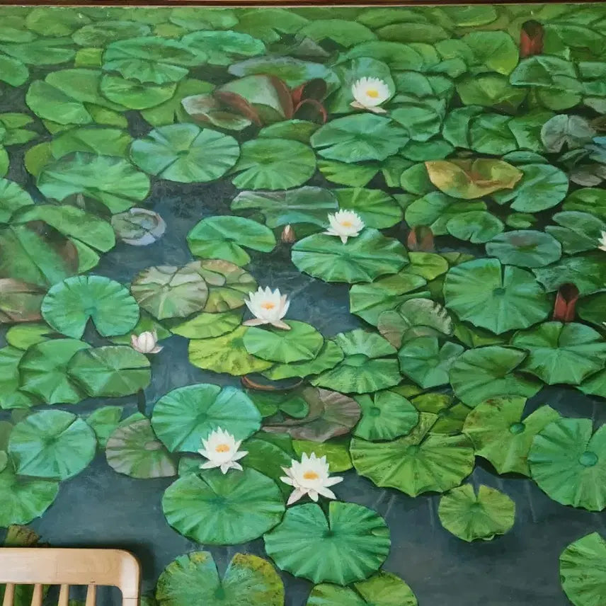 [BUNJANG] Large Oil Painting "Lotus Pond" - 80x80cm Canvas / 대형유화 미술제출품작