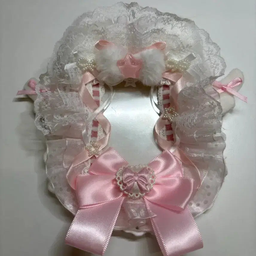 [BUNJANG] Pink Lace Ribbon Handmade Card Toploader / 핑크 레이스 탑로더