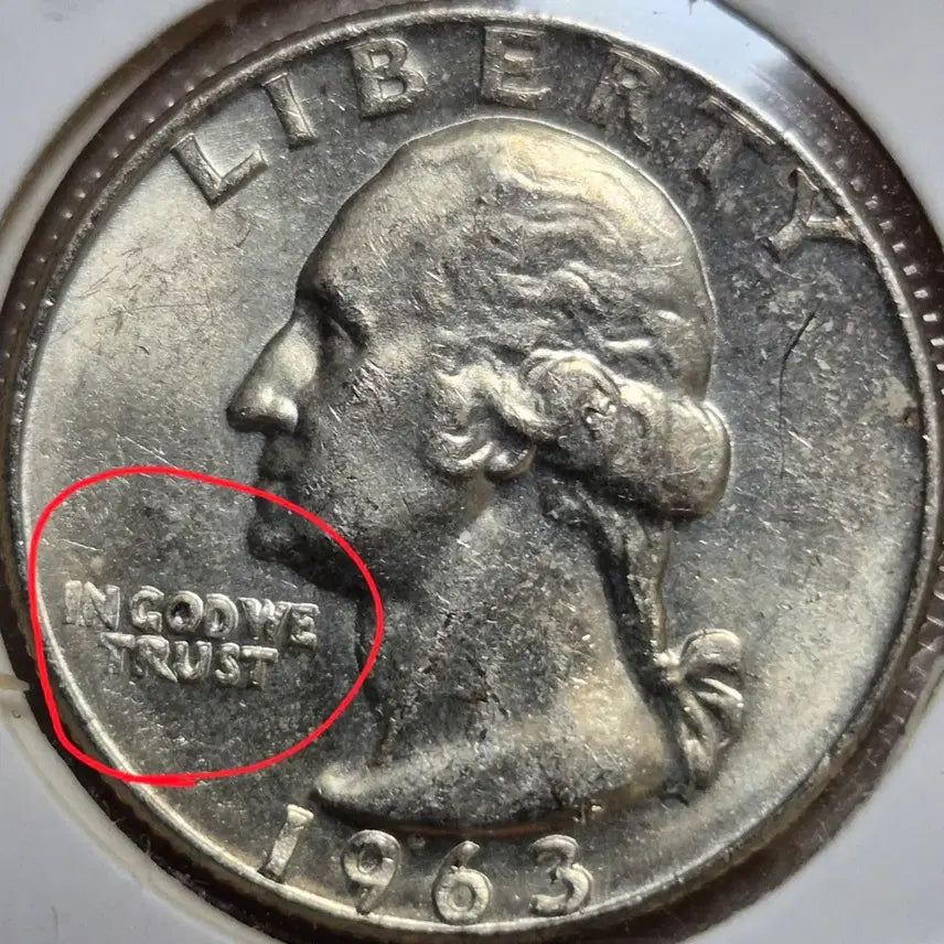 [BUNJANG] 1963-D Washington Quarter Silver Coin 90% Double Rim RPM Error Uncirculated / 1963년D 워싱턴 쿼터 은화90% 더블 림 RPM.주조 에러. 완전 미사용