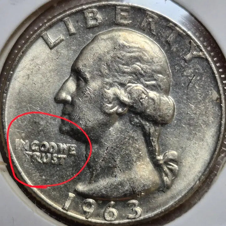[BUNJANG] 1963-D Washington Quarter Silver Coin 90% Double Rim RPM Error Uncirculated / 1963년D 워싱턴 쿼터 은화90% 더블 림 RPM.주조 에러. 완전 미사용