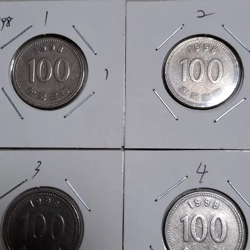 [BUNJANG] 1998 100 Won Coin (4 Pieces) / 특년도 1998 년.    4개