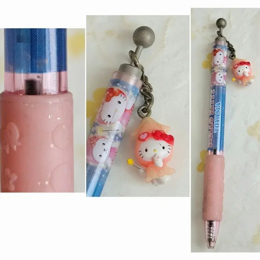 [BUNJANG] Vintage Hello Kitty Squid Ballpoint Pen with Strap/Keychain / 고전 헬로키티 볼펜 키티스트랩 키티키링