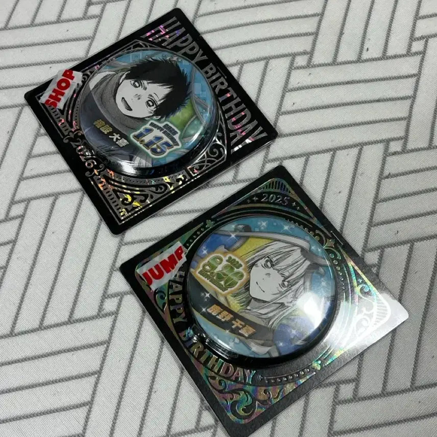 [BUNJANG] Jump Shop Birthday Can Badge Set - Chinatsu &amp; Taiki / 푸른상자 점프샵 생일 캔뱃지 치나츠+타이키 세트로 팝니다