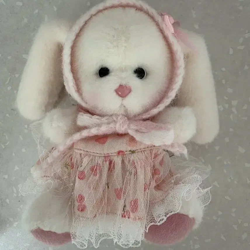[BUNJANG] Teddy Tales Lena Bunny Pink Cherry Dress Keyring XS with Pink Bandana / 테디테일즈 레나버니 핑크체리 드레스 키링XS + 핑크 반다나