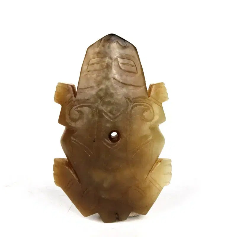 [BUNJANG] Ancient Chinese Shang Dynasty Jade Carved Frog Pendant / 화전개구리형 옥패