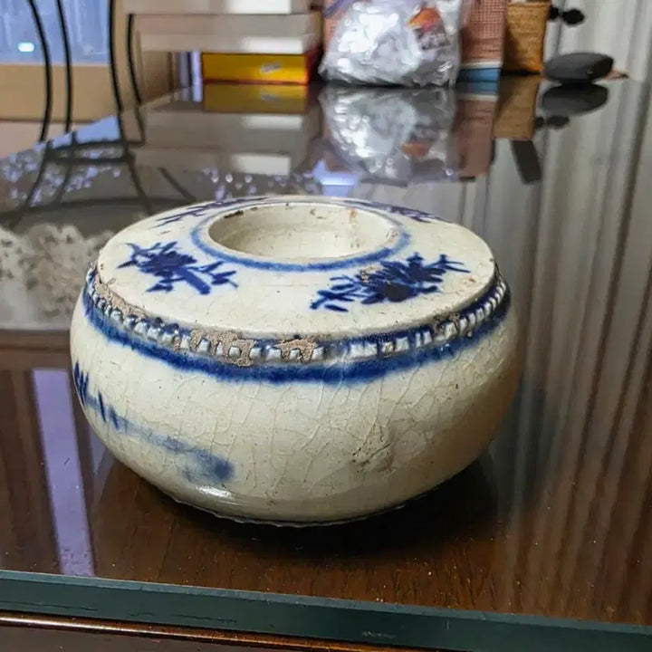 [BUNJANG] Joseon Dynasty Blue and White Porcelain Floral Brush Holder / [청화백자 초화문]도자 붓꽂이/문방소품 (바닥  수결)