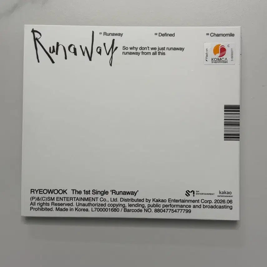 [BUNJANG] Ryeowook Runway Album / 려욱 앨범