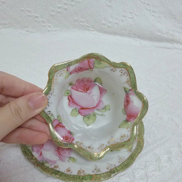[BUNJANG] Vintage Rose Pattern Coaster Set / 빈티지 로즈 패턴 컵 받침 세트