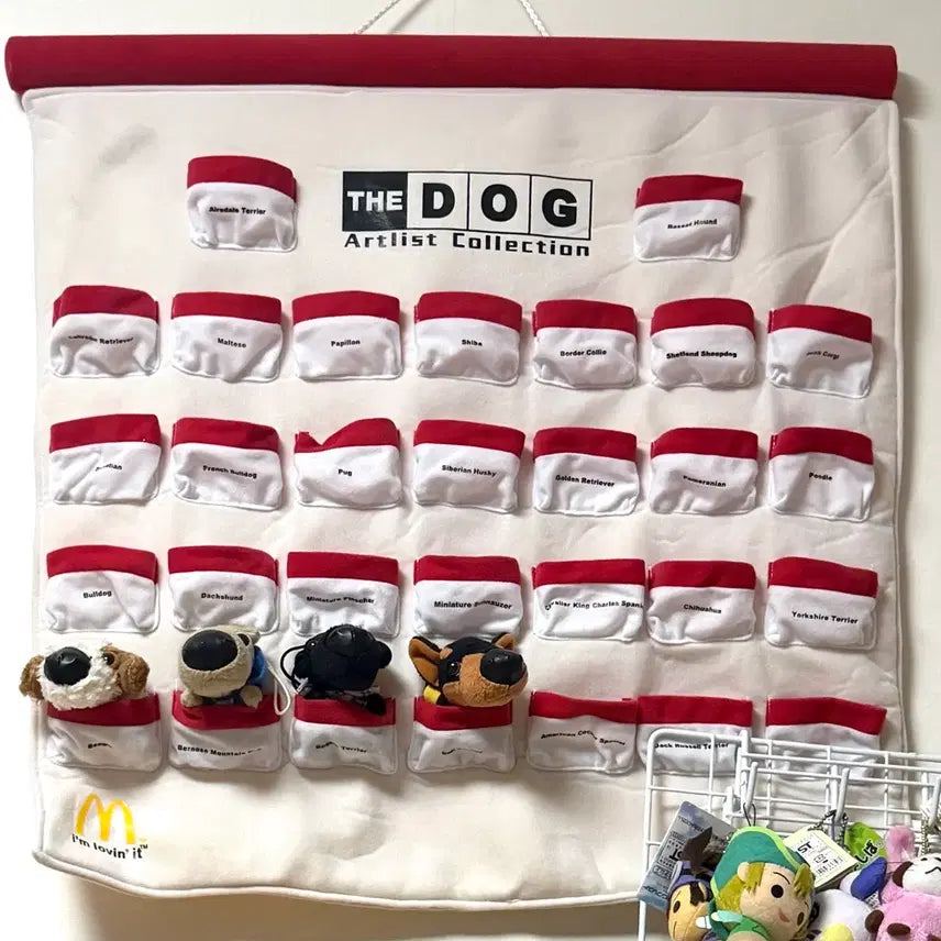 [BUNJANG] Vintage The Dog Dog Mascot Plush Keychain &amp; Wall Pocket Set / (할인!)고전 더독 더도그 강아지 마스코트 인형 맥도날드 해피밀 월포켓 키링