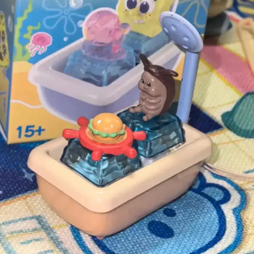 [BUNJANG] SpongeBob SquarePants Roach Keycap Bubble Bathtub Figure / 스폰지밥 바퀴벌레 키캡  버블 욕조 피규어 미개봉 새상품