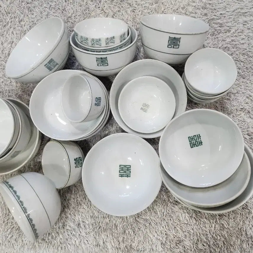 [BUNJANG] Antique Bokja Bowl and Plate Set / 옛날 골동품 민속품 복자 그릇 접시 (일괄판매)