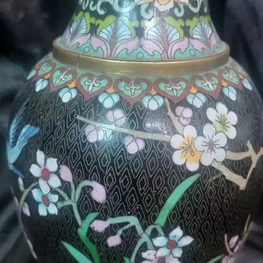 [BUNJANG] Enamel Vase with Bird and Flower Motif / 동태법랑 화조도 화병