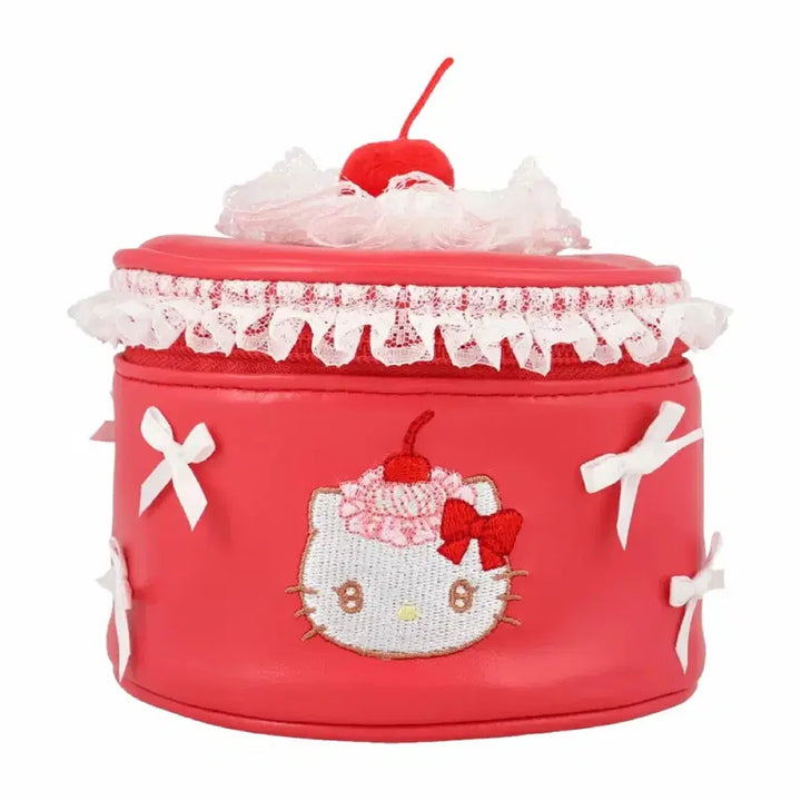 [BUNJANG] Sanrio Hello Kitty Whipped Cherry Cake Cosmetic Pouch / [새상품]산리오 헬로키티 휘핑 체리 케이크 모양 화장품 파우치