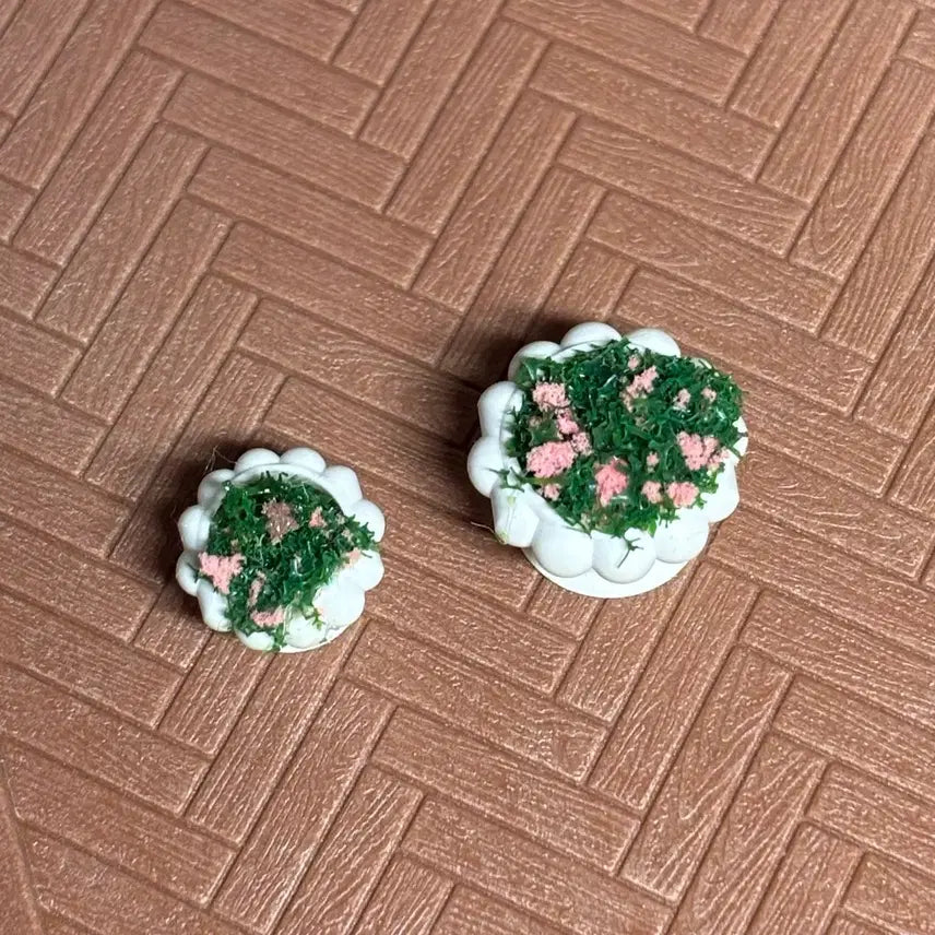 [BUNJANG] Miniature Flower Pot Set with Pink Flowers (Set of 2) / 미니어처 화분 2개 세트