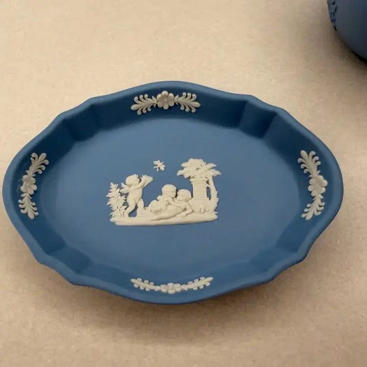 [BUNJANG] Wedgwood Jasper Conran Blue Tall Vase &amp; Pin Dish Bundle / 웨지우드 제스퍼 화병 핀접시 일괄