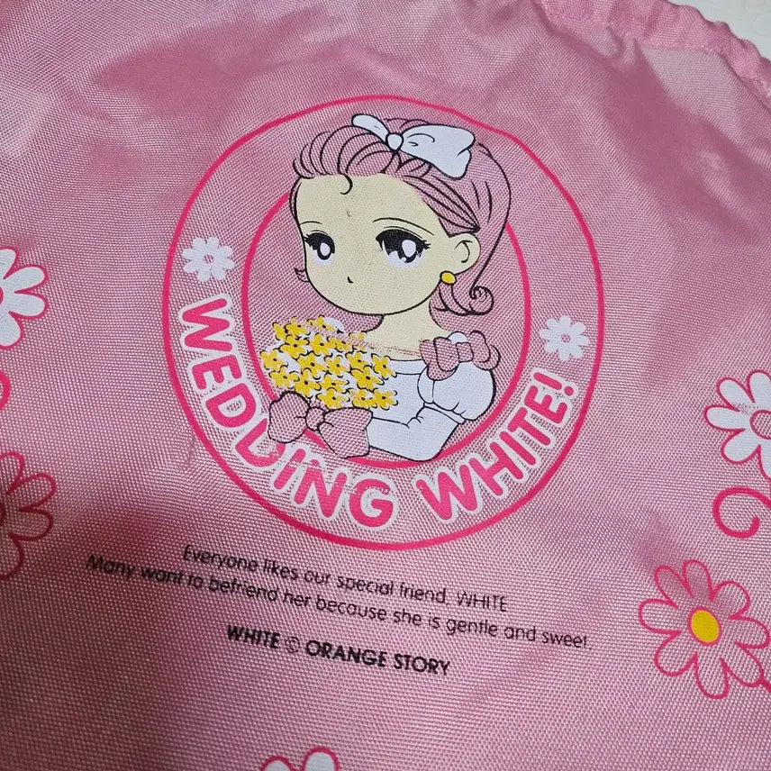 [BUNJANG] Orange Story Drawstring Pouch Bag - Vintage Character / 오렌지스토리 조리개 파우치 가방 고전문구 소품 화이트 빈티지 캐릭터