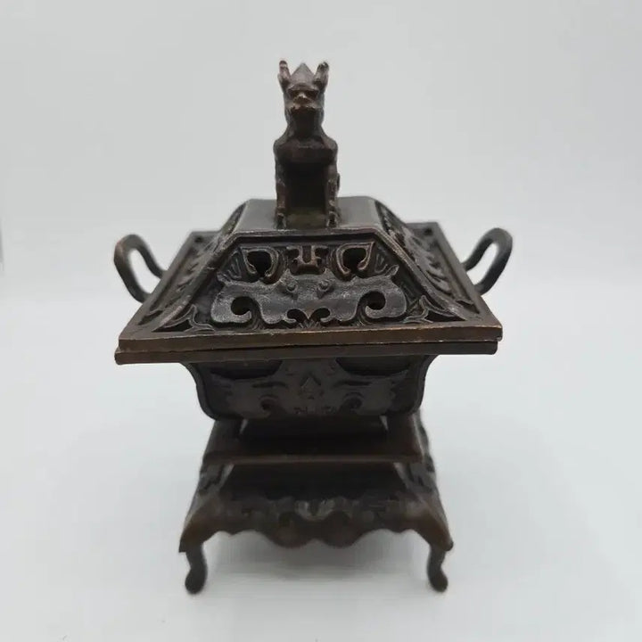 [BUNJANG] Antique Bronze Haetae Square Incense Burner / 골동품 청동 해태 사각향로