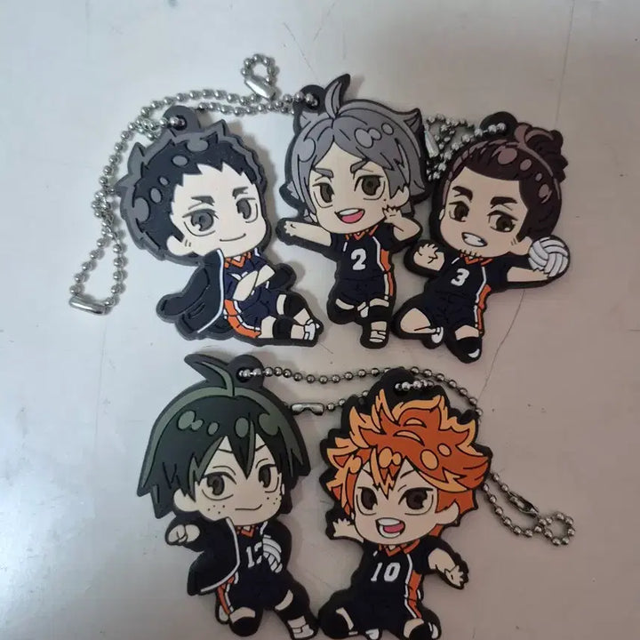 [BUNJANG] Haikyuu!! Karasuno High Rubber Keychain Bundle Set / 하이큐 카라스노 러버스트랩 키링 다이치, 스가와라, 아즈마네, 야마구치, 히나타 일괄