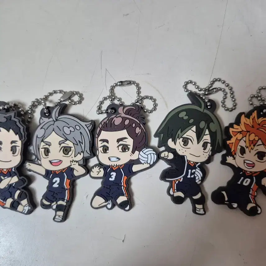 [BUNJANG] Haikyuu!! Karasuno High Rubber Keychain Bundle Set / 하이큐 카라스노 러버스트랩 키링 다이치, 스가와라, 아즈마네, 야마구치, 히나타 일괄