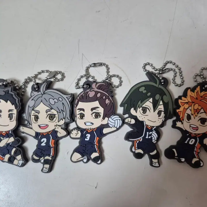 [BUNJANG] Haikyuu!! Karasuno High Rubber Keychain Bundle Set / 하이큐 카라스노 러버스트랩 키링 다이치, 스가와라, 아즈마네, 야마구치, 히나타 일괄