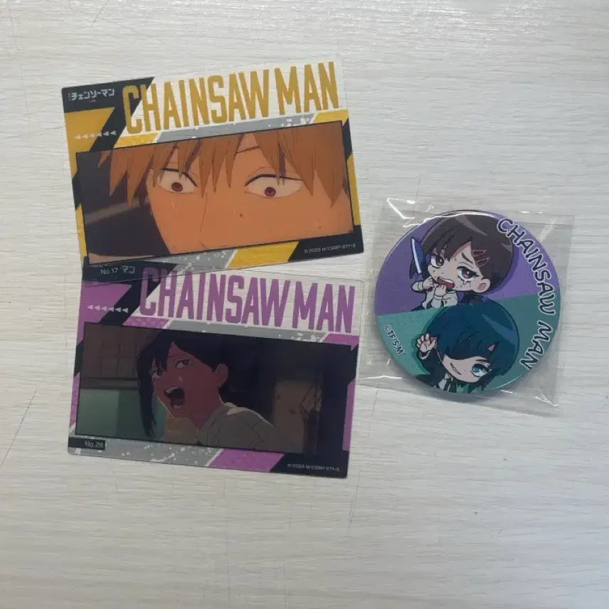[BUNJANG] Chainsaw Man Acrylic Card &amp; Badge Bundle Set / 체인소맨 아크릴 카드, 뱃지 일괄