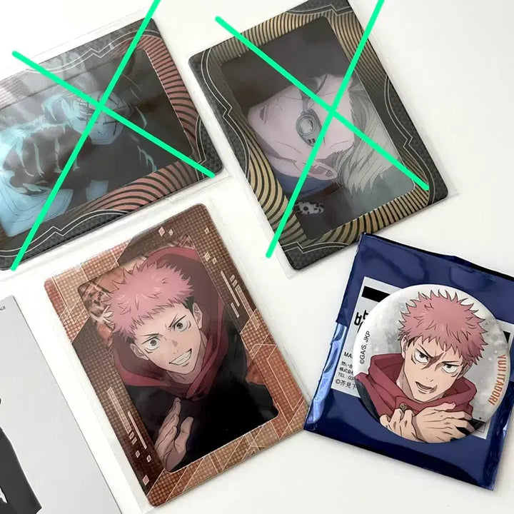 [BUNJANG] Jujutsu Kaisen Yuji Itadori Can Badge &amp; Film Photocard Bundle Set / 주술회전 베이스야드 이타도리 유지 캔뱃지 필름포토카드 일괄