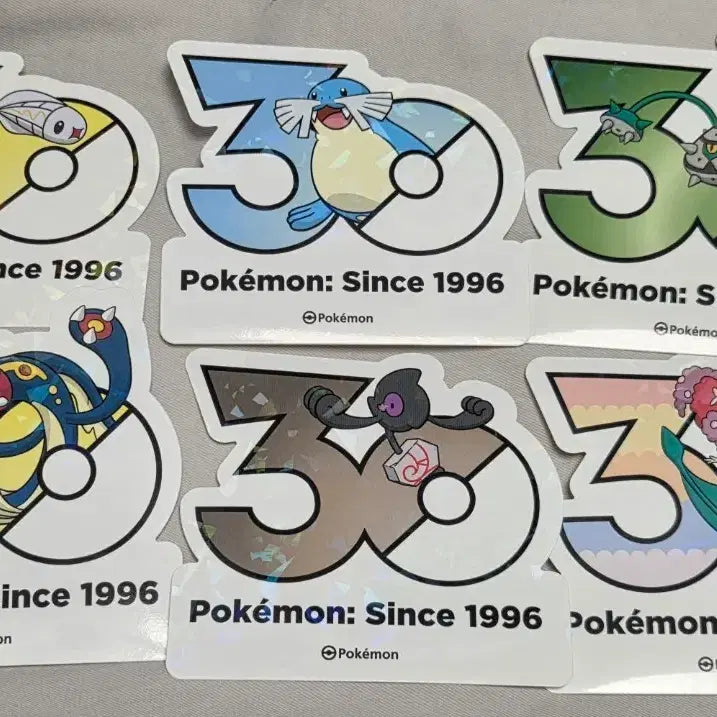 [BUNJANG] Pokemon 30th Anniversary Logo Sticker Bundle Set (10 Stickers) / 10장 일괄 포켓몬스터 30주년 로고스티커 플라제스 씨레오 저리더프 저리어 너트령 가라르 데스니칸 고디탱 맘복치 메탕 실쿤