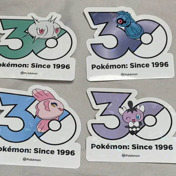 [BUNJANG] Pokemon 30th Anniversary Logo Sticker Bundle Set (10 Stickers) / 10장 일괄 포켓몬스터 30주년 로고스티커 플라제스 씨레오 저리더프 저리어 너트령 가라르 데스니칸 고디탱 맘복치 메탕 실쿤
