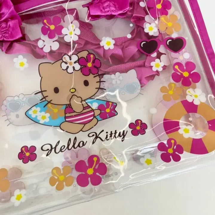 [BUNJANG] Limited Edition Tanning Kitty Mascot Keyring &amp; Clear Beach Bag 5-Piece Set / [한정판] 아타리쿠지 태닝키티 마스코트 키링 투명비치백 5종 세트