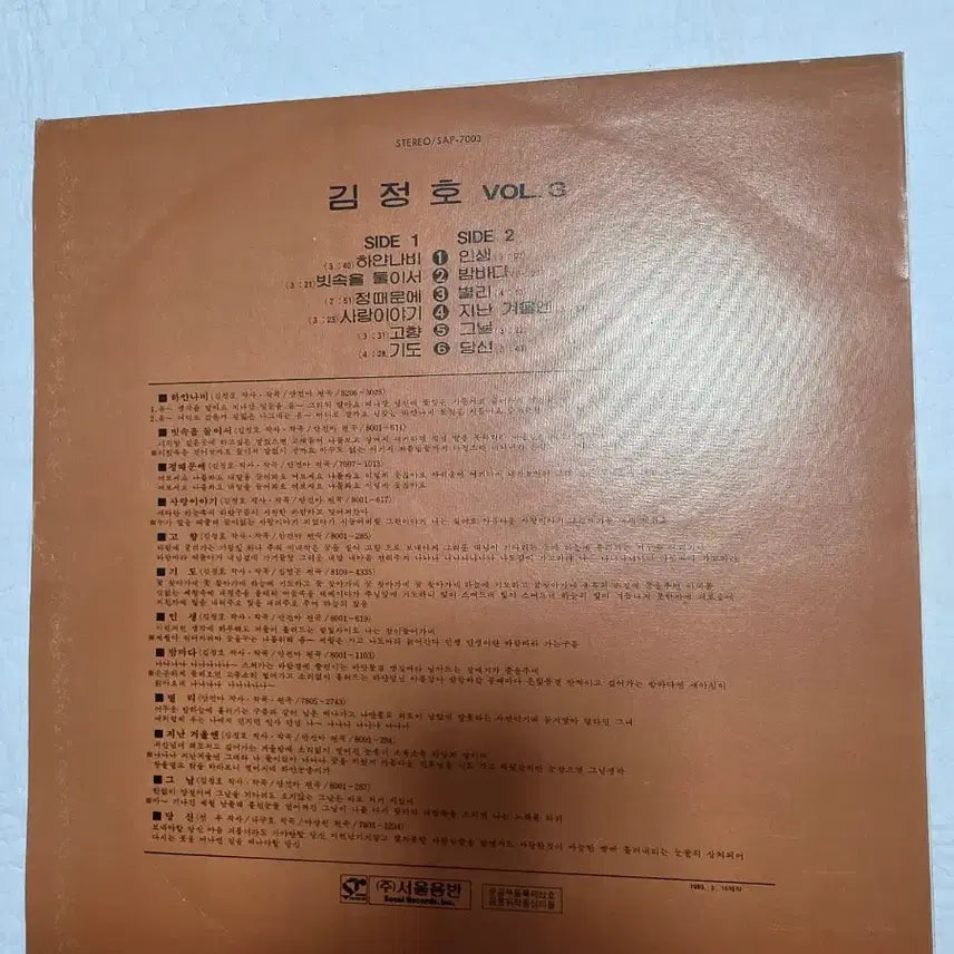 [BUNJANG] Kim Jeong Ho Vol. 3 LP / 김정호 Vol.3 LP