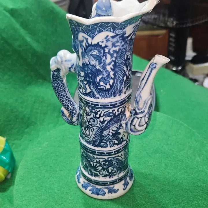 [BUNJANG] Antique Large Blue-and-White Porcelain Dragon Ewer and Inkstone / 엔틱 대형 청화백자 용무늬 주전자 겸 연적 (소장용/인테리어)
