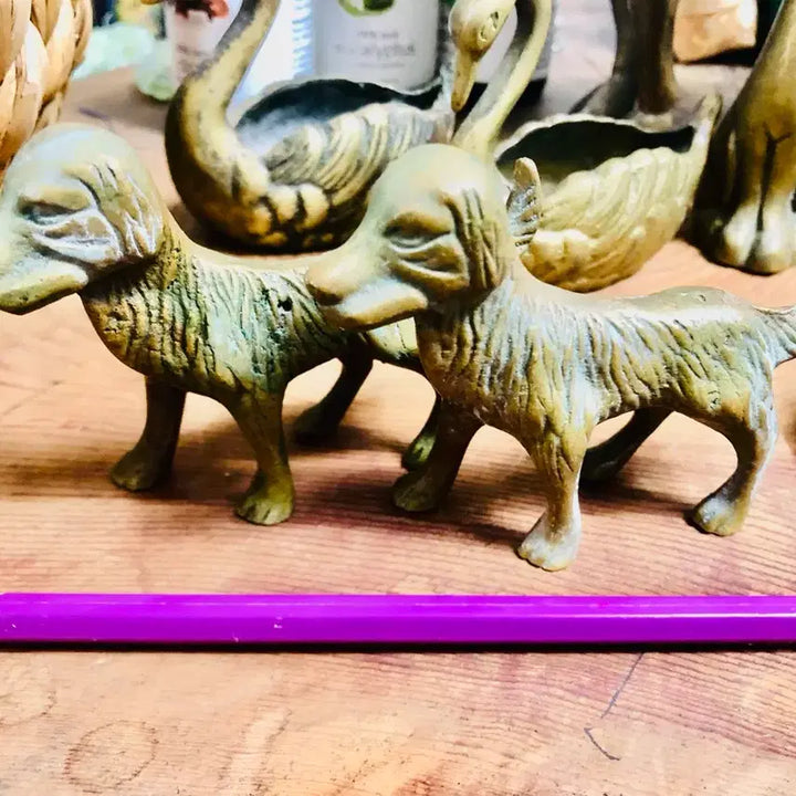 [BUNJANG] Antique Bronze Dog Pair Figurine / 예쁜 브론즈 엔틱 강아지 한 쌍 인테리어 장식 구리 청동