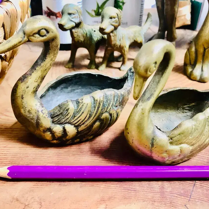 [BUNJANG] Antique Swan Storage Interior Decor Bronze / 엔틱 백조 수납 인테리어 장식 브론즈 청동 구리