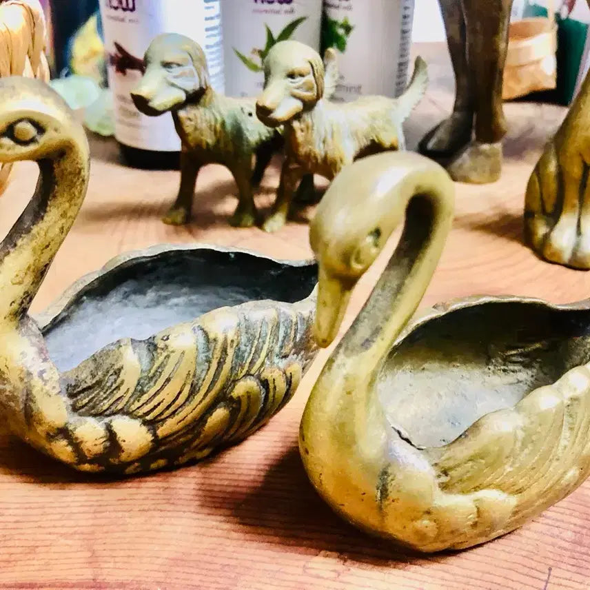 [BUNJANG] Antique Swan Storage Interior Decor Bronze / 엔틱 백조 수납 인테리어 장식 브론즈 청동 구리