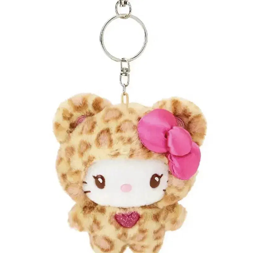 [BUNJANG] Sanrio Authentic Gyaru Kuma Hello Kitty Leopard Pattern Mascot Keychain / 산리오 정품 갸루쿠마 헬로키티 호피 레오파드 마스코트 키링