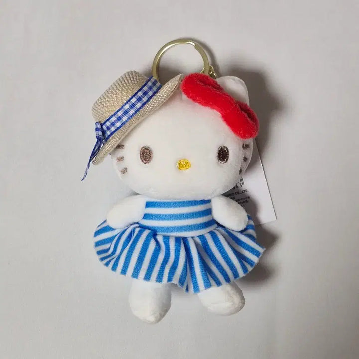 [BUNJANG] Sanrio Hello Kitty Straw Hat Striped One-Piece Dress 10cm / [정품] 산리오 키티 밀짚모자 줄무늬 원피스 바캉스 블루 10cm /택O