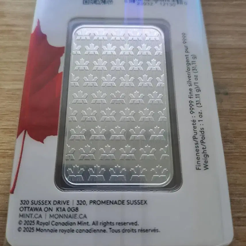 [BUNJANG] Royal Canadian Mint Maple Premium Silver Bar 1 oz .9999 Fine Silver / 캐나다 왕립조폐국 메이플 프리미엄 실버바 1온스 pur9999