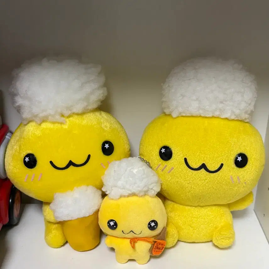 [BUNJANG] San-X Beer-chan &amp; Beer-kun Doll Keyring Set (Bundle) / 일본 고전 산엑스 비어짱 비어군 인형 키링 세트 일괄 핸드메이드