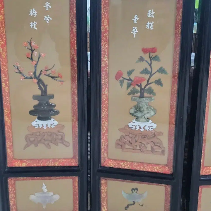 [BUNJANG] Small Traditional Folding Screen Set (4 Panels) / 작은 전통 병풍 장식 4폭 세트