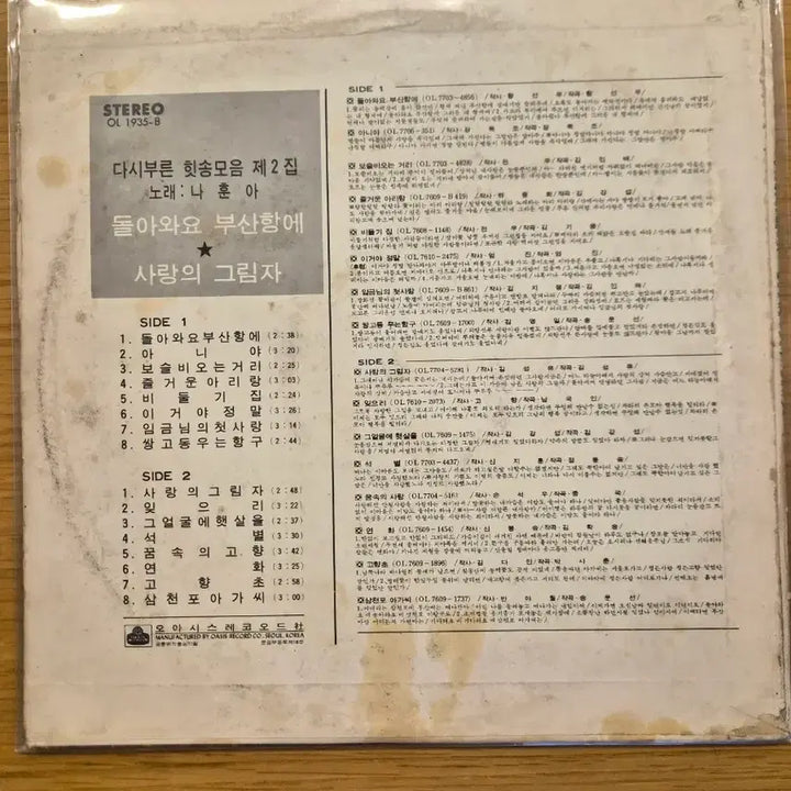 [BUNJANG] Na Hoon-a LP / 나훈아 lp