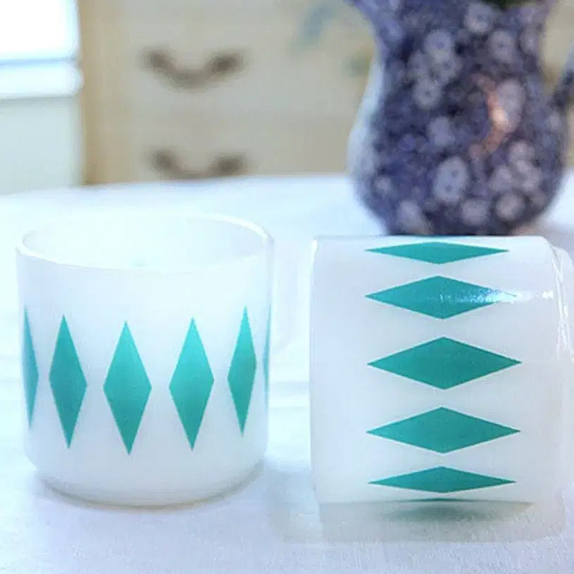 [BUNJANG] Vintage Hazel Atlas Mint Diamond Pattern Mug Cup / (1개당 금액^^)빈티지 헤이즐아틀라스 민트 다이야패턴 머그컵