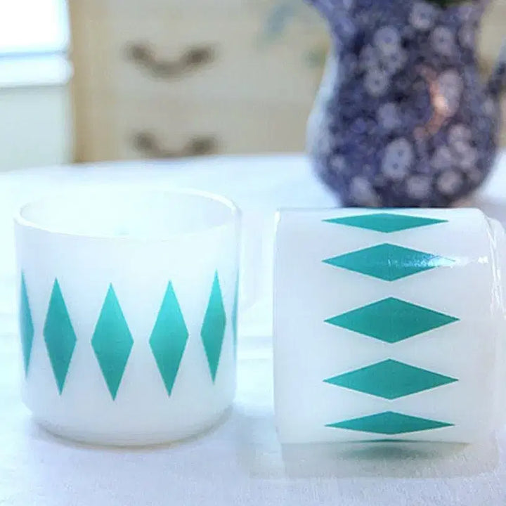 [BUNJANG] Vintage Hazel Atlas Mint Diamond Pattern Mug Cup / (1개당 금액^^)빈티지 헤이즐아틀라스 민트 다이야패턴 머그컵
