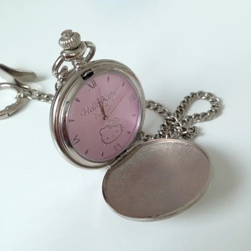 [BUNJANG] Rare Vintage 2006 Hello Kitty Stainless Steel Pocket Watch / 고전 헬로키티 회중시계 [초희귀]