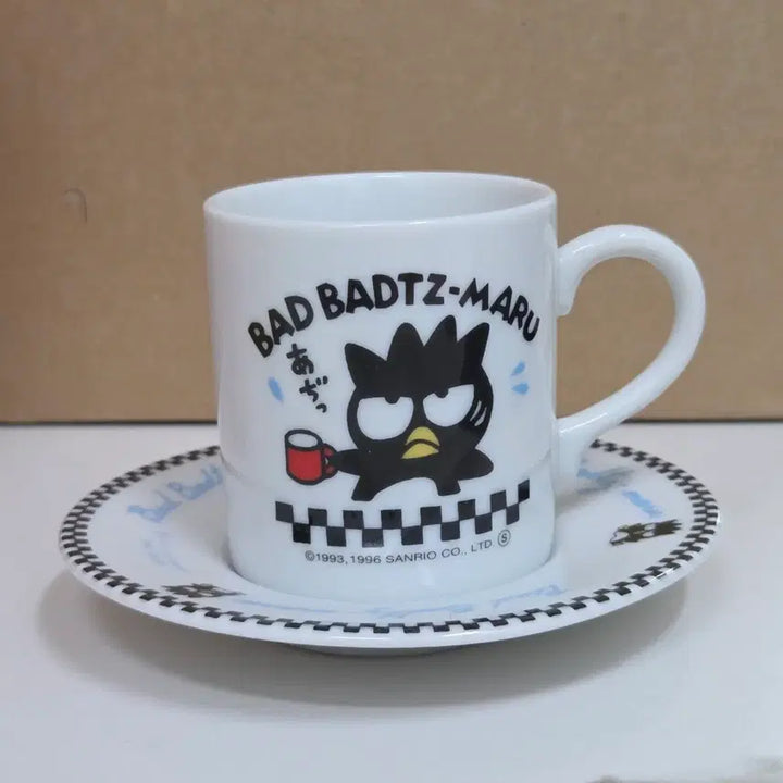 [BUNJANG] Vintage 1996 Badtz-Maru Espresso Cup and Saucer Set / 고전 배드바츠마루 머그컵 에스프레소잔